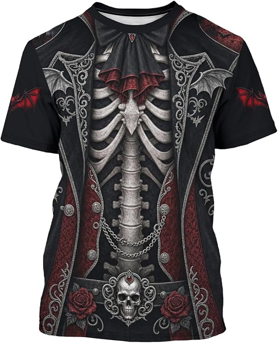 Men's Pirate Costume Adventure Sailor Costume Retro Treasure Hunter Casual Tee Funny Halloween Cosplay Costume Unisex - skull tshirt