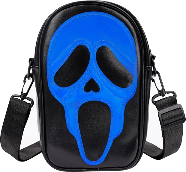 Halloween Skull Face Messenger Bag, Vegan Leather Crossbody Bag, Novelty Ghost Purse Shoulder Bag - sugar skull handbags for sale