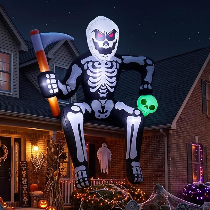 8.5FT Inflatables Skeleton Halloween Decor Outdoor for Rooftop