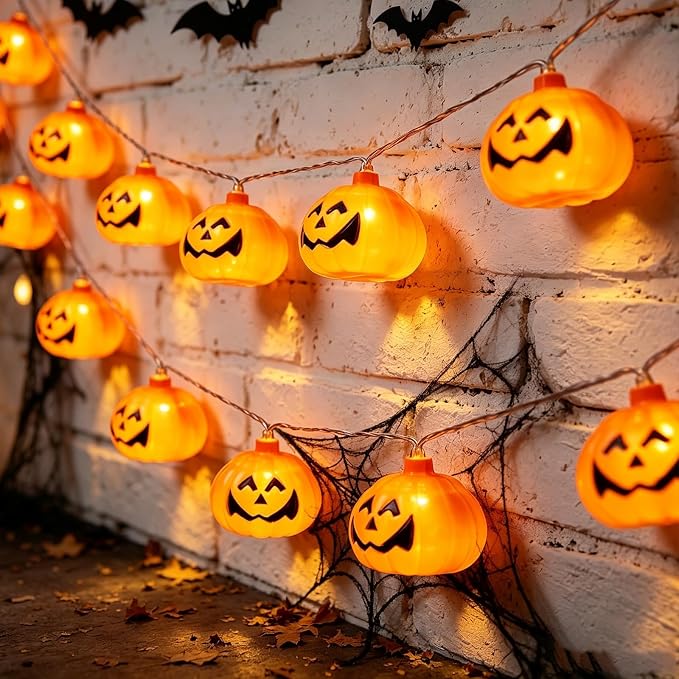 Halloween Pumpkin String Lights, Battery Operated Jack O Lantern Decor - string light