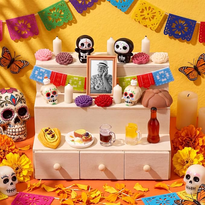 Thenshop Dia De Los Muertos Mini Ofrenda Altar Day of The Dead Decor, Human - skull figurine
