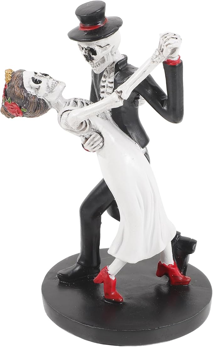 Cabilock Halloween Skeleton Bride and Groom Figurine Dancing Skeleton Decor - skull figurine