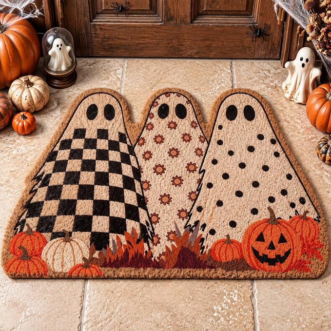 Halloween Ghost Door Mat Welcome Doormat Outdoor 16.5" x 27.6" - skull door mat