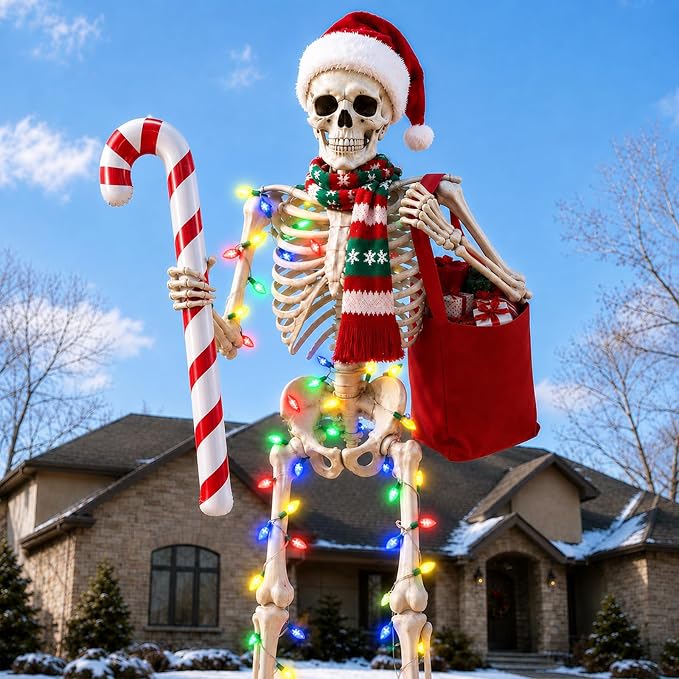 5 Pcs 12 Ft Skeleton Christmas Outfit Accessories for Outdoor Decor - skeleton