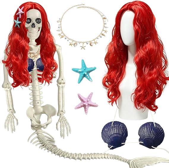 5 Pcs Halloween Mermaid Skeleton Accessories Set for 5-6 FT Skeletons - skeleton
