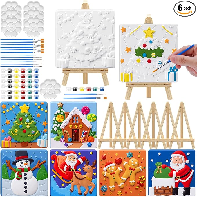JellyArch 6 Set 3D Christmas Ceramic to Painting Kits Unpainted Crafts - skull painting