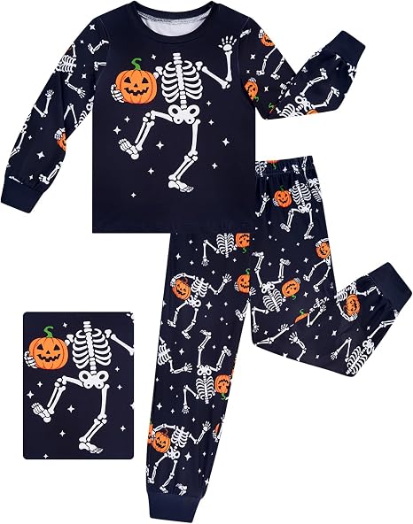 Funnycokid Toddler Boy Pajamas Kids Pjs Long Sleeve Sleepwear 2-6T - skull pajamas