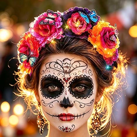 Day of the Dead Flower Headband Light Up Halloween Headbands - sugar skull costume