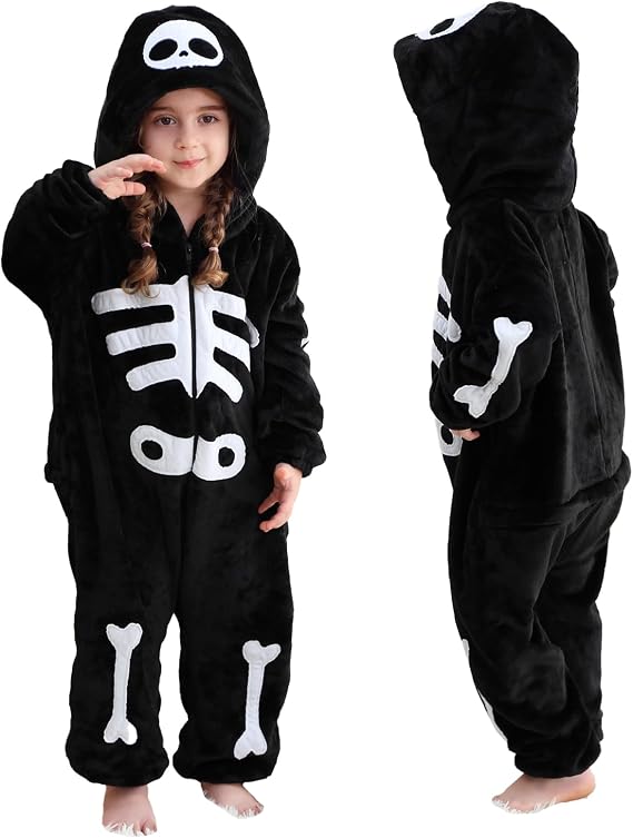 Kids Animal Onesie Hooded Pajamas Sleepwear - skull pajamas