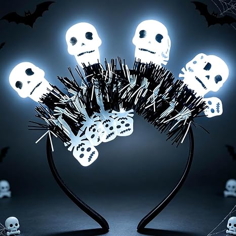 Light Up Halloween Headband Led Skull Headbands for Women and Men - skull headband