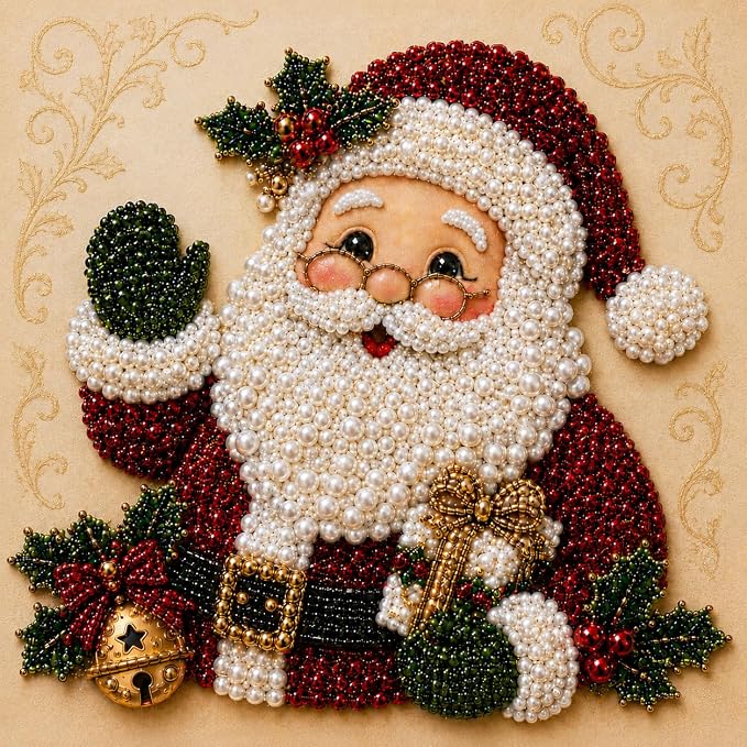 LJSCQF DIY Christmas Pearl Diamond Painting Art Kit with Frame, Home Wall Decor Art Craft Kit, Holiday Christmas Wall Decor, Handmade Home Decoration Gift (Santa Claus, 7.8x7.8in) - skull painting