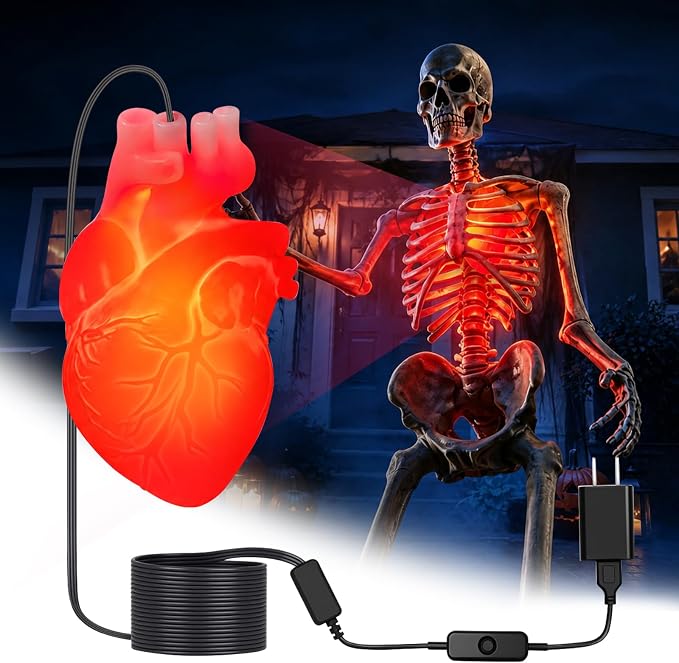 Halloween Skeleton Lighting Kit, Realistic Beating Heart Light, 100+ Modes - skeleton