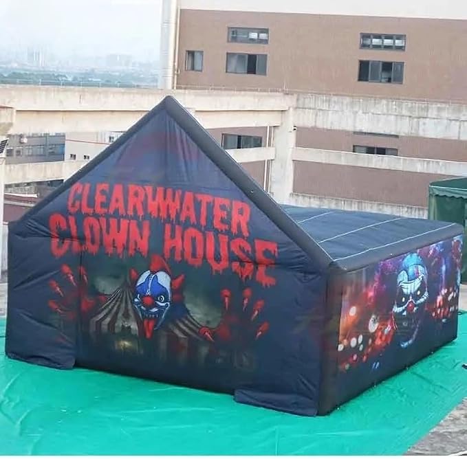 26ft Scary Inflatable Halloween Haunted House with LED Lighting and Blower - skull inflatable