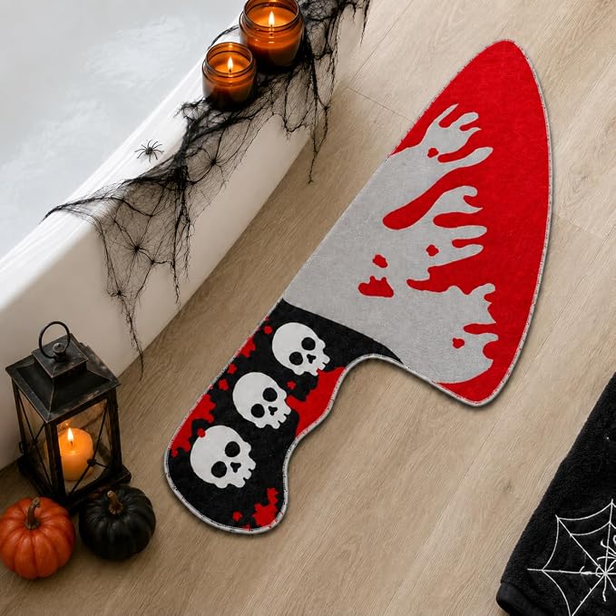 Scream Knife Bathroom Rug, Halloween Bath Rug, Halloween Bath Mat, 16x47 in - skull toilet mat