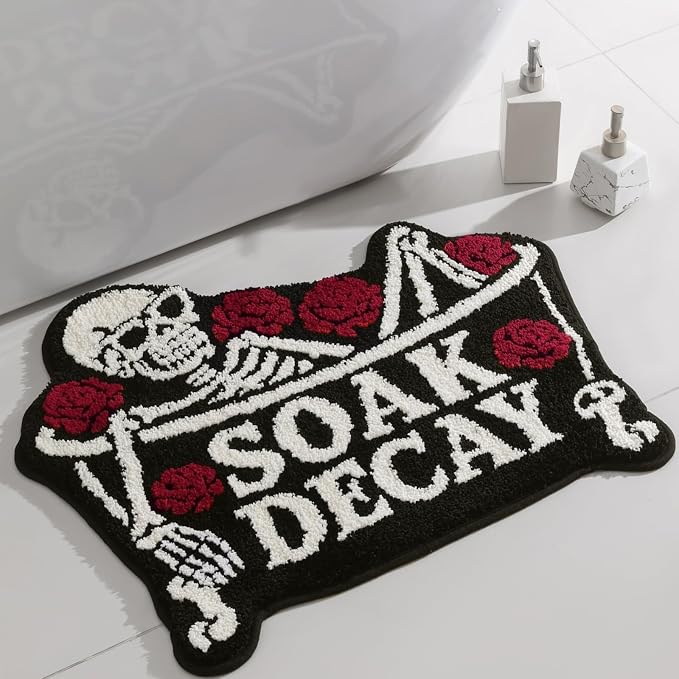 Halloween Skull Bath Mat, Gothic Bathroom Rug, 24 x 32 Inch - skull floor mat