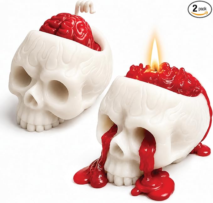 X-Protector Halloween Skull Candles 2 PCS - Gothic Halloween Decorations - skull candle