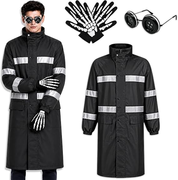 Halloween Costume Aldult Men Black Turtleneck Jacket Costume for Cosplay - skull jacket