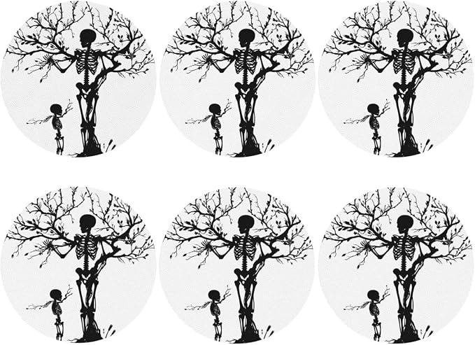 Day of the Dead Skeleton Print Leather Coasters Set of 6 - skull coaster