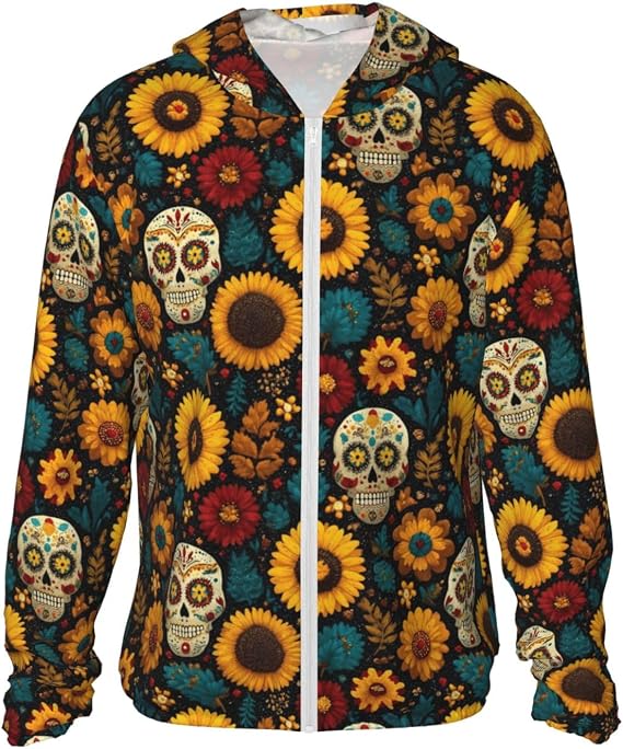 Sun Protection Hoodie-Sugar Skull - skull sweatshirts