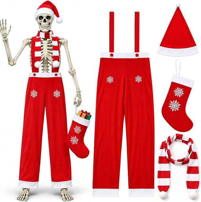 4 Pcs 12 Ft Skeleton Christmas Outfit Accessories for Outdoor Decor - skeleton