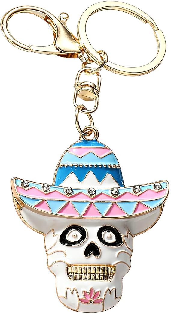 Halloween Sugar Skull Bag Charm Keychain