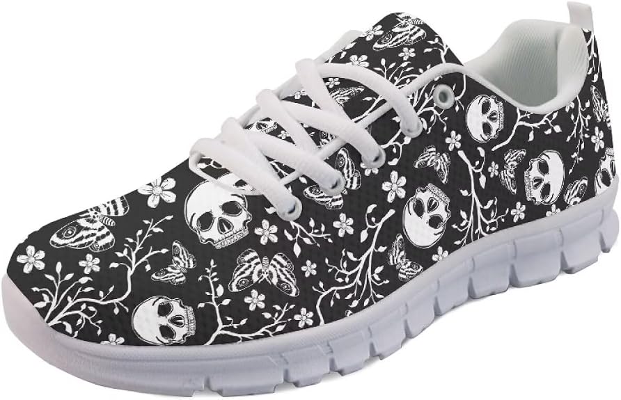 Wanyint Rainbow Stripes Print Women Tennis Sneakers Lace-up Walking Training Shoes Non Slip Sports Footwear - sugar skull boots