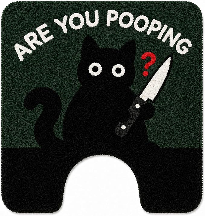 U Shaped Toilet Rug, Funny Bathroom Rug, 24 x 20 Inch - skull toilet mat