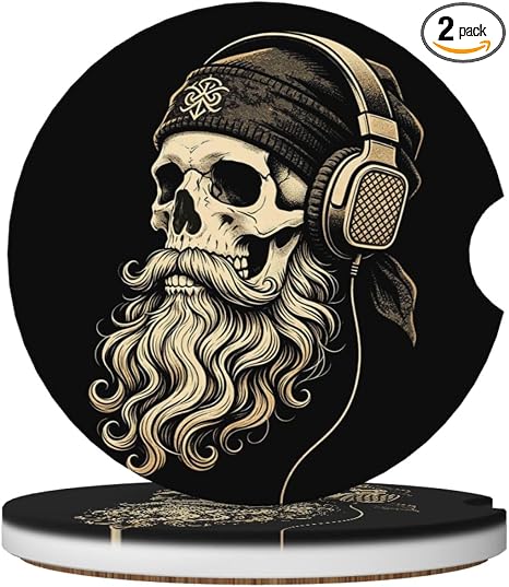 Skull Car Coasters for Cup Holders Absorbent Drink Coaster 2.56″