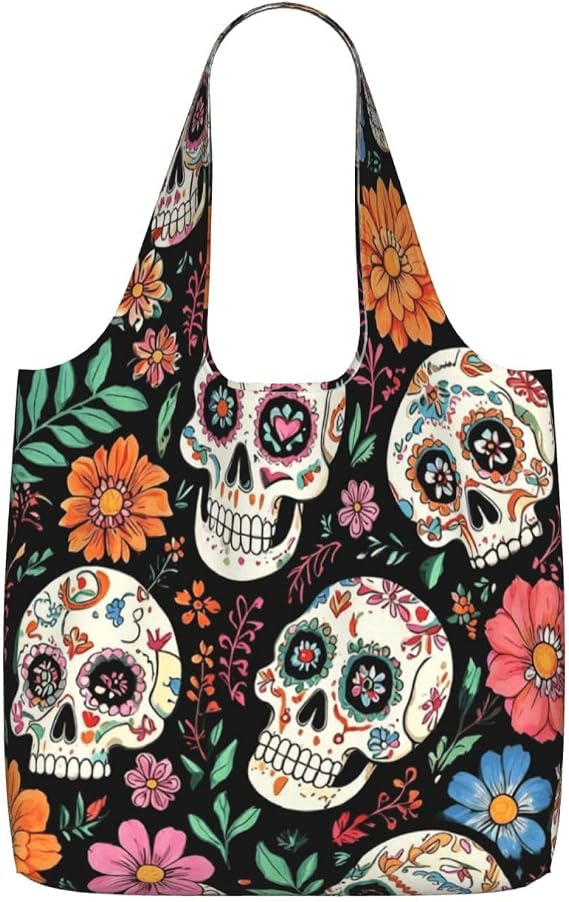 Colorful Paw Reusable Grocery Tote Bag Foldable Shopping Bags - sugar skull handbags for sale