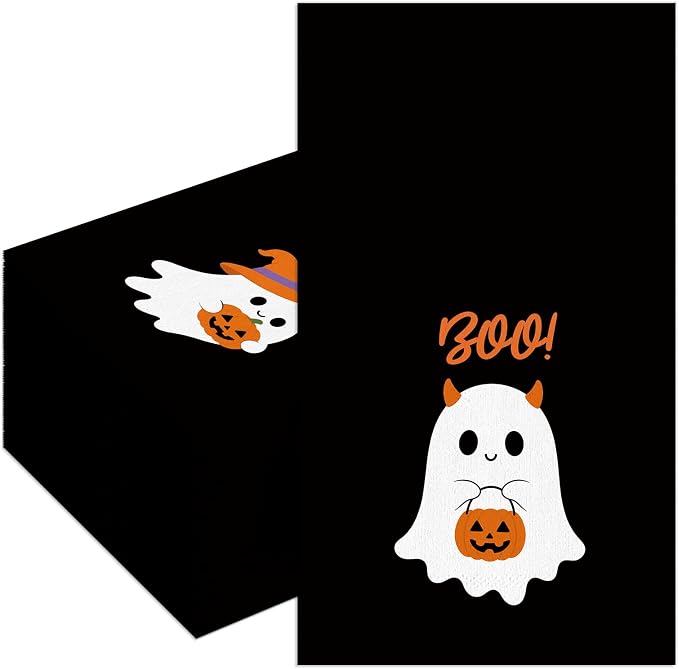 Halloween Paper Napkins 100Pcs Black Cute Halloween Decor Ghost Napkins - skull toilet paper