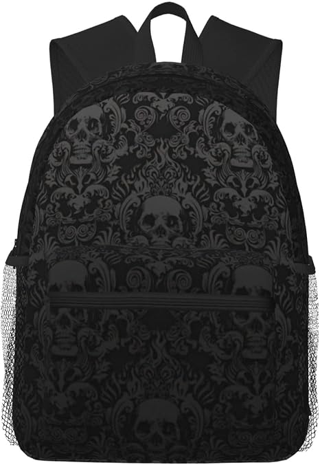 Unisex gothic wallpaper skull Print Casual Backpack Comfortable Lightweight Dual Shoulder Bag Outdoor Travel - skull backpack
