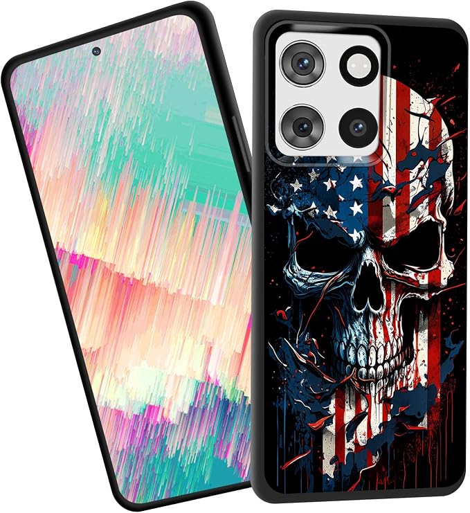 for Moto Edge 2026 Case,Slim Shockproof TPU Soft Rubber Silicone Cover Phone Case for Motorola Moto Edge 2026,Skull American Flag - Skull phone case