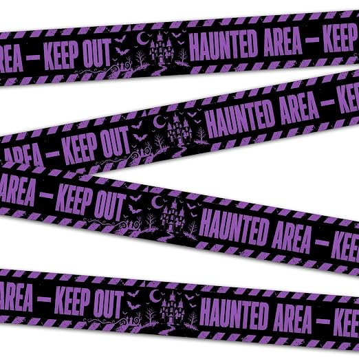 Denylo pro Halloween Decorations Caution Tape Roll 98FT Halloween Fright Warning Tape Purple Indoor Outdoor Keep Out Danger for Party Favors Haunted House - skull sticker