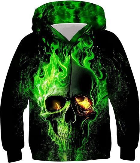 UNICOMIDEA Boys Hoodies Sweatshirts Size 6-16 Years Pullover - skull hoodie