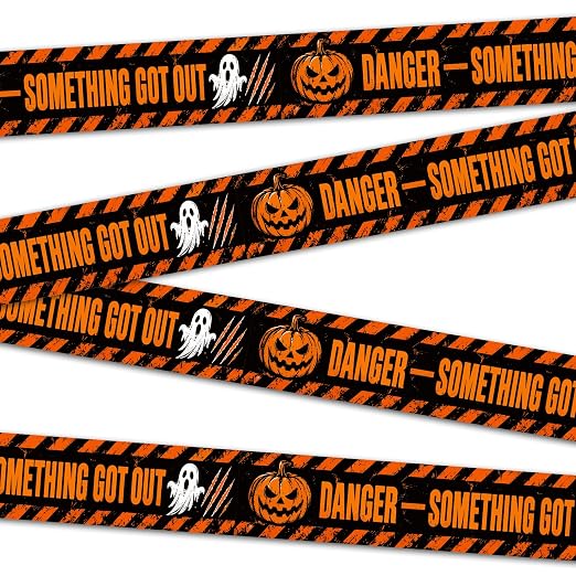 Denylo pro Halloween Decorations Caution Tape Roll 98FT Halloween Fright Warning Tape Orange Indoor Outdoor Keep Out Danger for Party Favors Haunted House - skull sticker