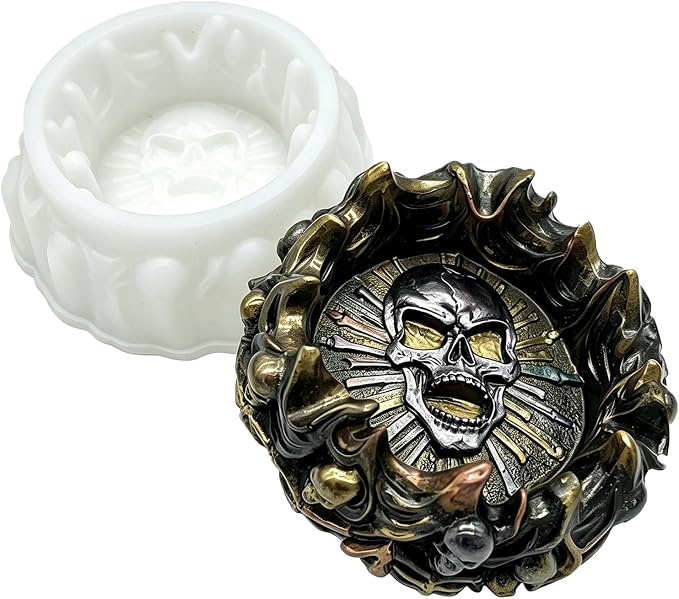 Skull Ashtray Silicone Mold, Epoxy Resin Casting Molds for DIY Craft Gift, Halloween Skull Resin Mold, Skeleton Jewelry Storage & Phone Stand Mold, Ashtray Mold for Party, Home Decoration & Resin Art