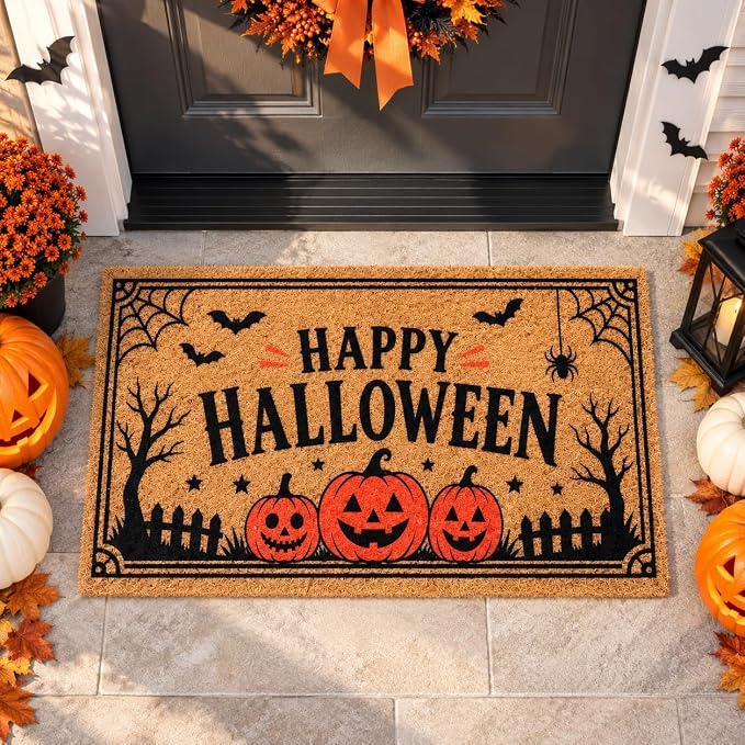 Halloween Doormat 17 x 29.5 Inch, Non Slip Welcome Mat for Front Door