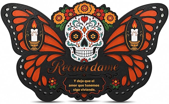 Day of the Dead Decoration Dia de Los Muertos Decor, Butterfly - skull plate