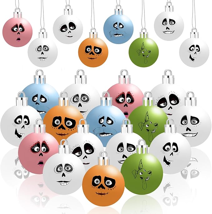 24Ps Day of The Dead Hanging Ornaments, 2.36 Inch Halloween Balls