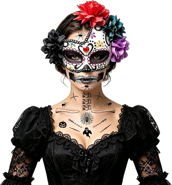 Halloween Masquerade Mask Mexican Day of the Dead Mask Women Floral Eyemask