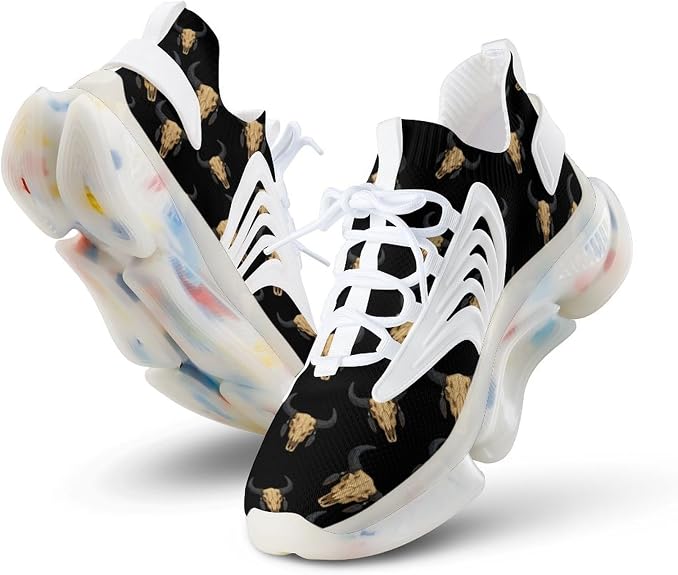 Bull Skull Tattoo Men's Running Shoes Walking Sneakers - sugar skull boots