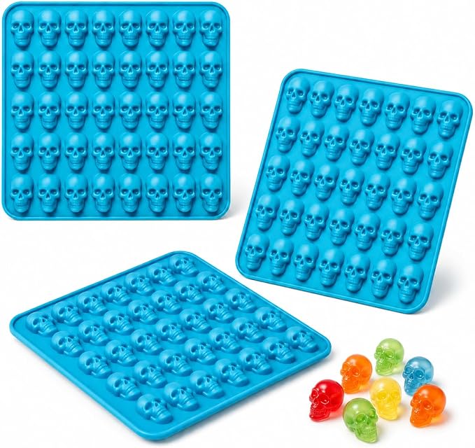 3-Pack Skull Silicone Molds, 40-Cavity Chocolate Candy Trays - skull ashtray