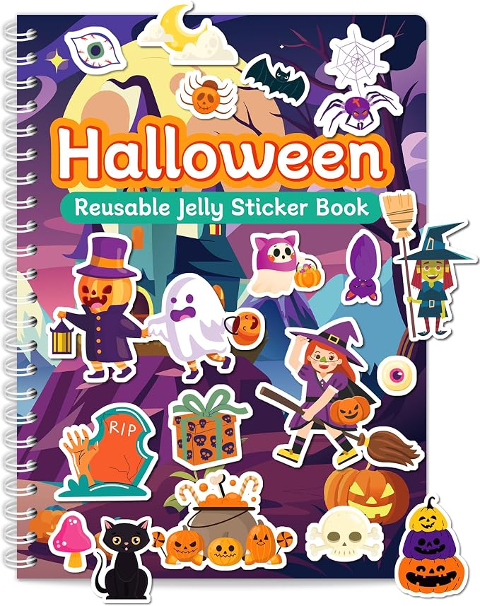 Zartores Reusable Sticker Book, Jelly Stickers for Kids, Boys Girls Gift - skull sticker