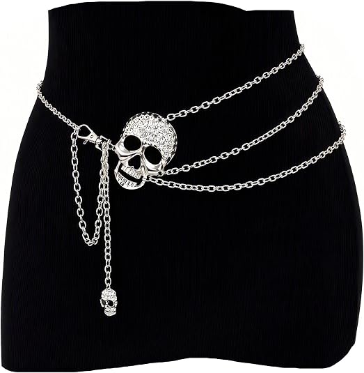 Gothic Waist Chain Skull Belt Skeleton Jewelry Layered Alloy 115CM