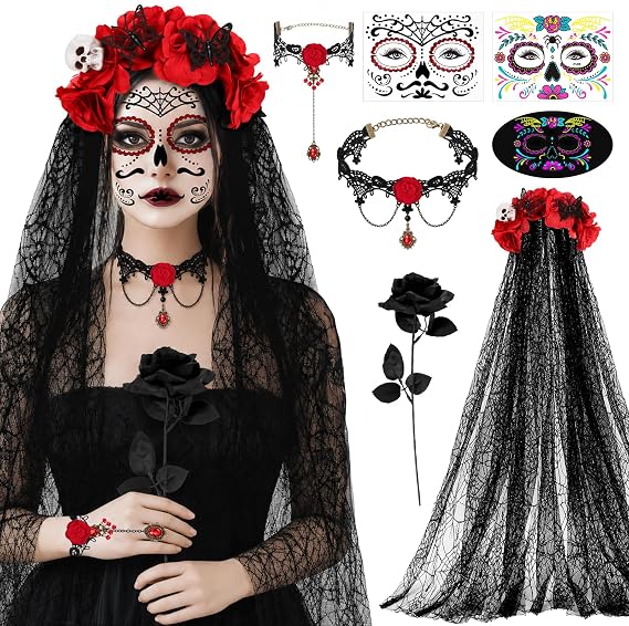 SelfTek Halloween Day of the Dead Costumes for Women