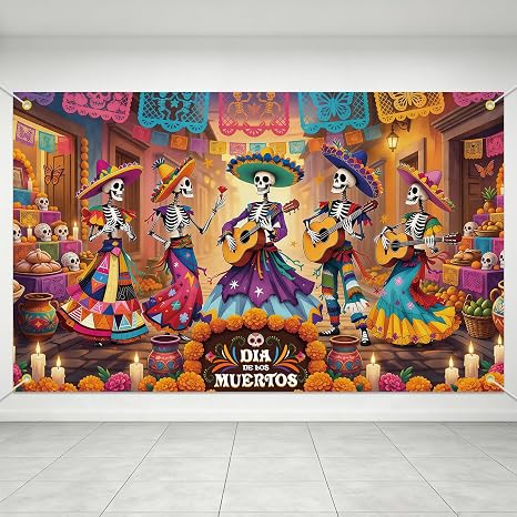 Day of the Dead Backdrop Dia De Los Muertos Sugar Skull - skull sticker