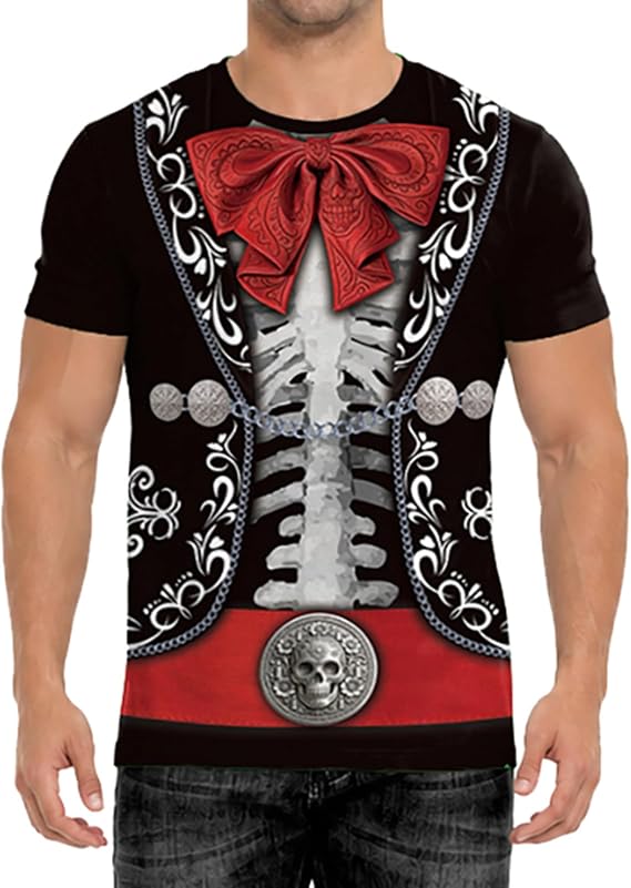 color cosplayer Halloween t Shirts for Men Sugar Skull Day of the Dead Shirts Workout Muscle T Shirt Halloween Costumes - sugar skull makeup