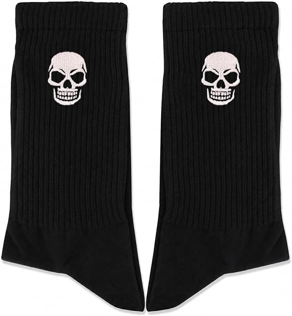 Halloween Embroidered Socks, Cute Crew Socks for Women and Men - sugar skull costume