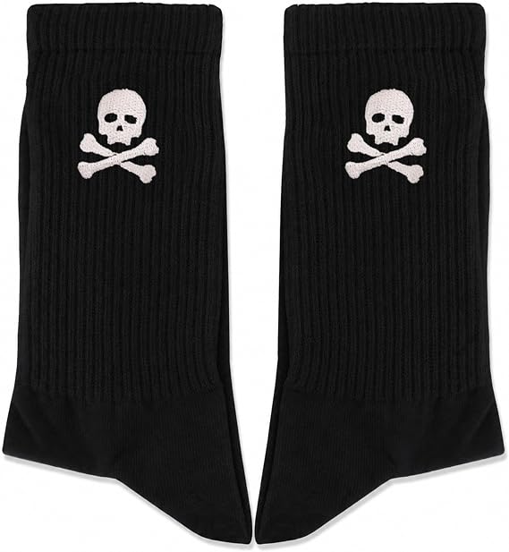 Halloween Embroidered Socks, Cute Crew Socks for Women and Men - sugar skull costume