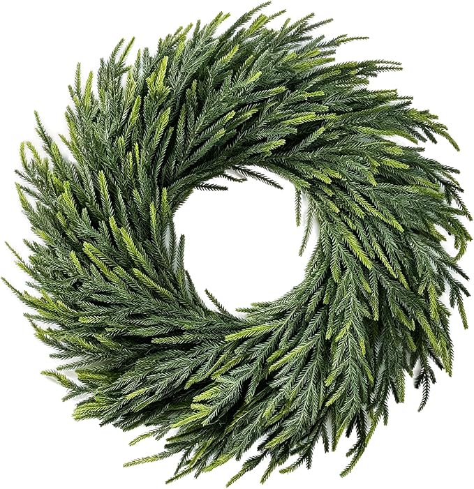 Artificial Norfolk Pine Wreath 26" Christmas Wreath for Front Door - skull wreath